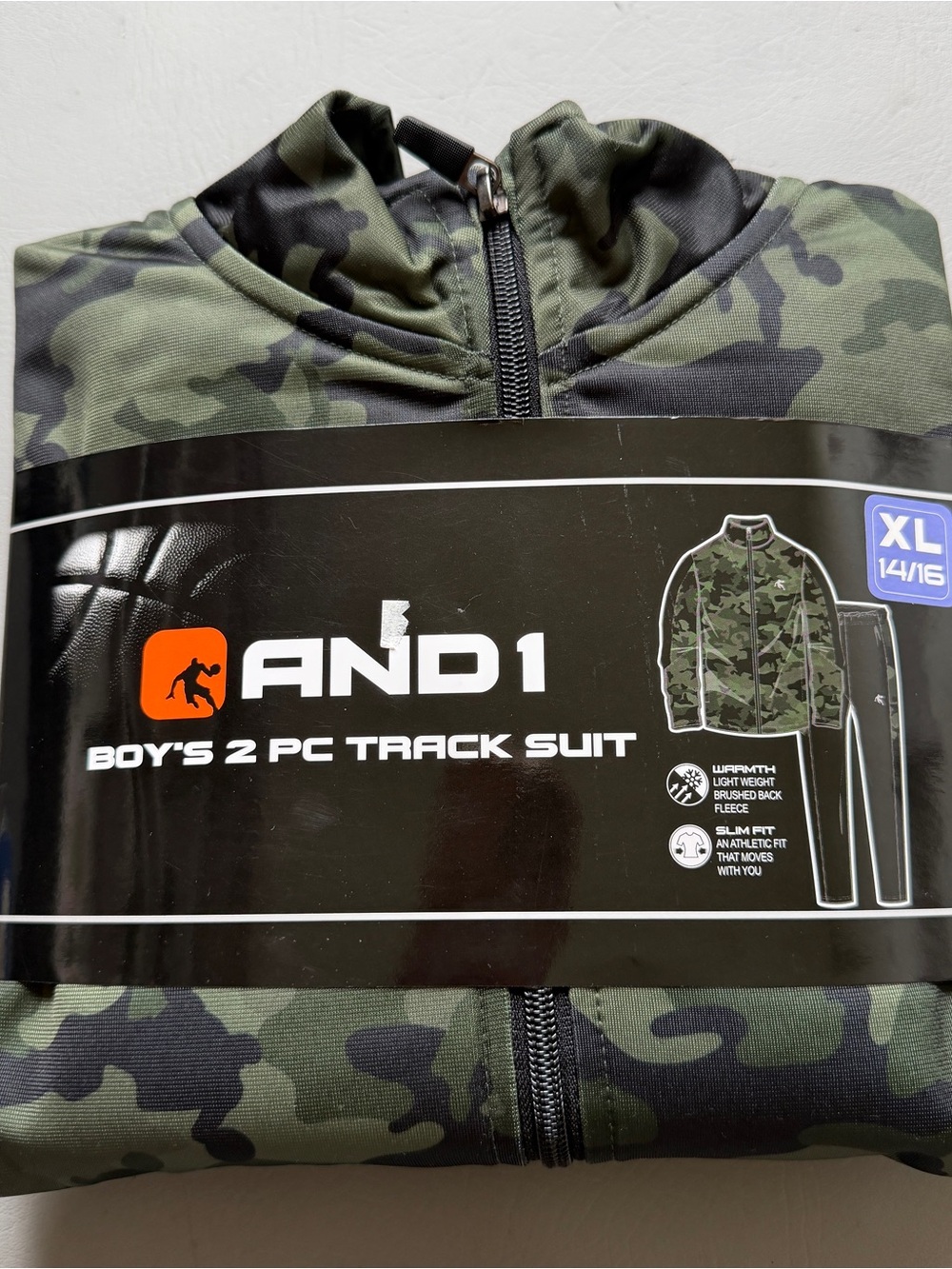 AND1 Boys Green Black Camo 2-Piece Track Suit XL 14/16 NWT